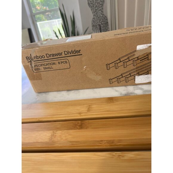 NEW Adjustable Bamboo Drawer Dividers 8-Piece Set Small Size For Kitchen Storage - Picture 2 of 4